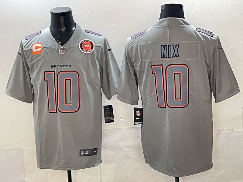 Men 2026 Denver Broncos #10 Nix grey Nike Limited NFL Jersey style 007